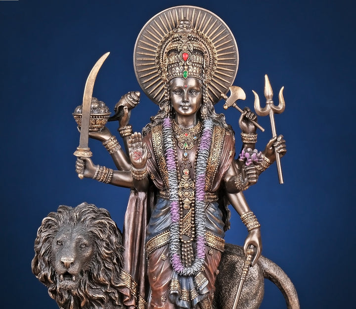 Captivating Bronze Statue of Durga Maa on Lion