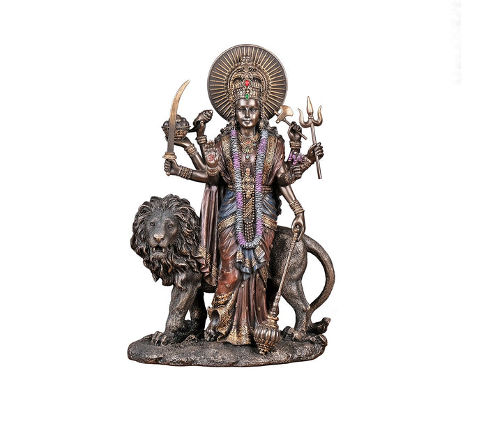 Captivating Bronze Statue of Durga Maa on Lion