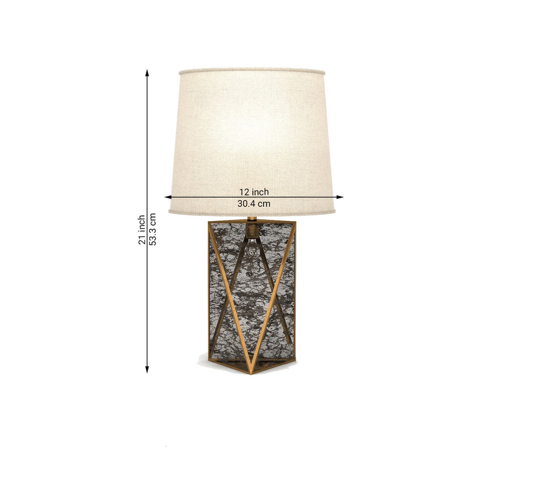 Modern Glass Table Lamp with Linen Shade