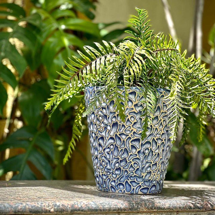 Handmade Blue Ceramic Planter | Blue Planter Pot