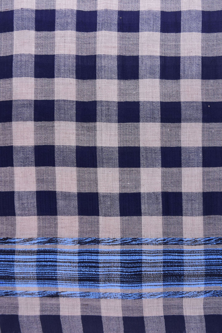 Blue Checkered Pashmina Blend Stole - Handwoven Cashmere | Albon Pashmina Blend Stole - Blue