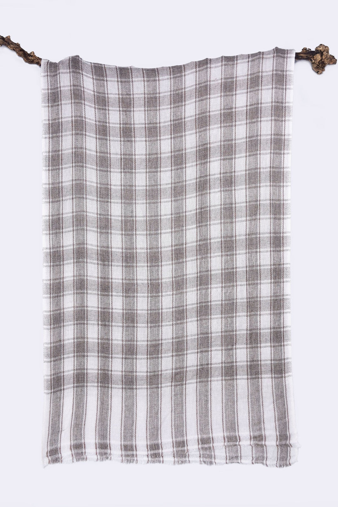 Cashmere Stole - Liberty White & Gray | Saorsa Handwoven Soft Cashmere Stole - White & Gray