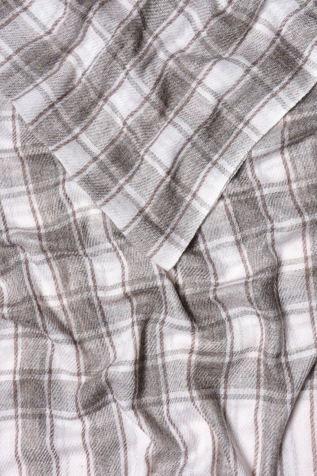 Cashmere Stole - Liberty White & Gray | Saorsa Handwoven Soft Cashmere Stole - White & Gray
