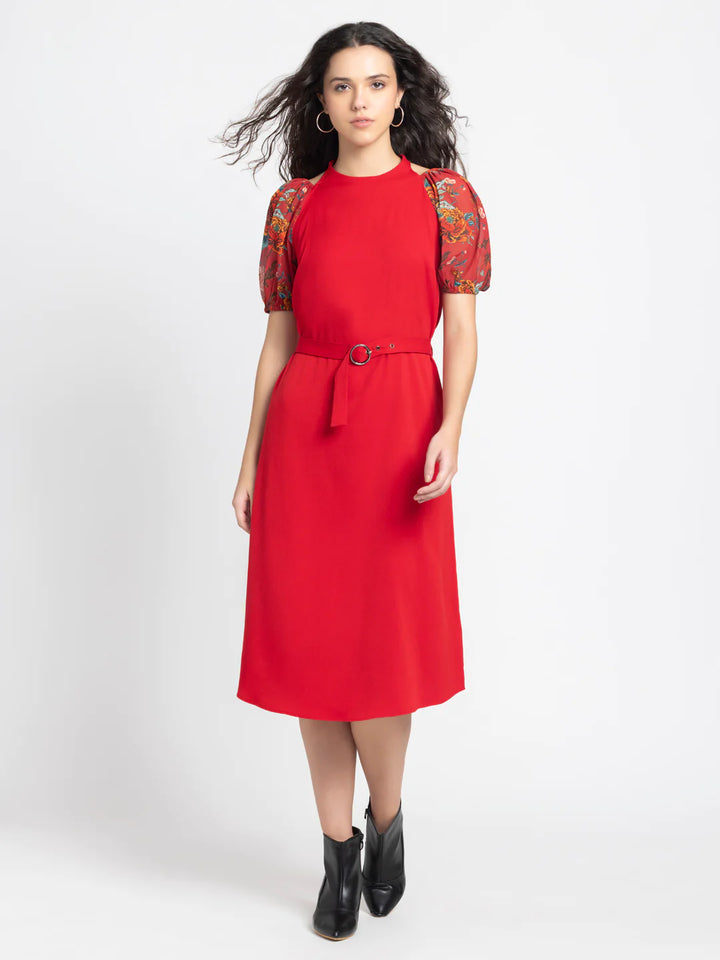 Crimson Midi Dress | Crimson Charm Midi Elegance