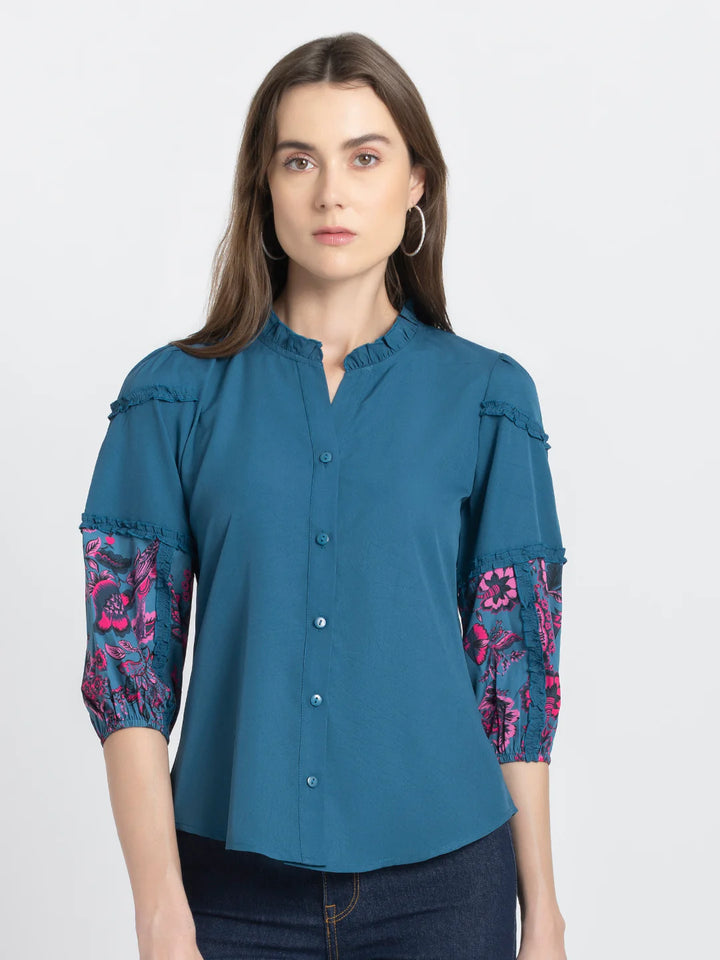 Blue Button-Down Shirt | Chic Blue Button-Down Shirt