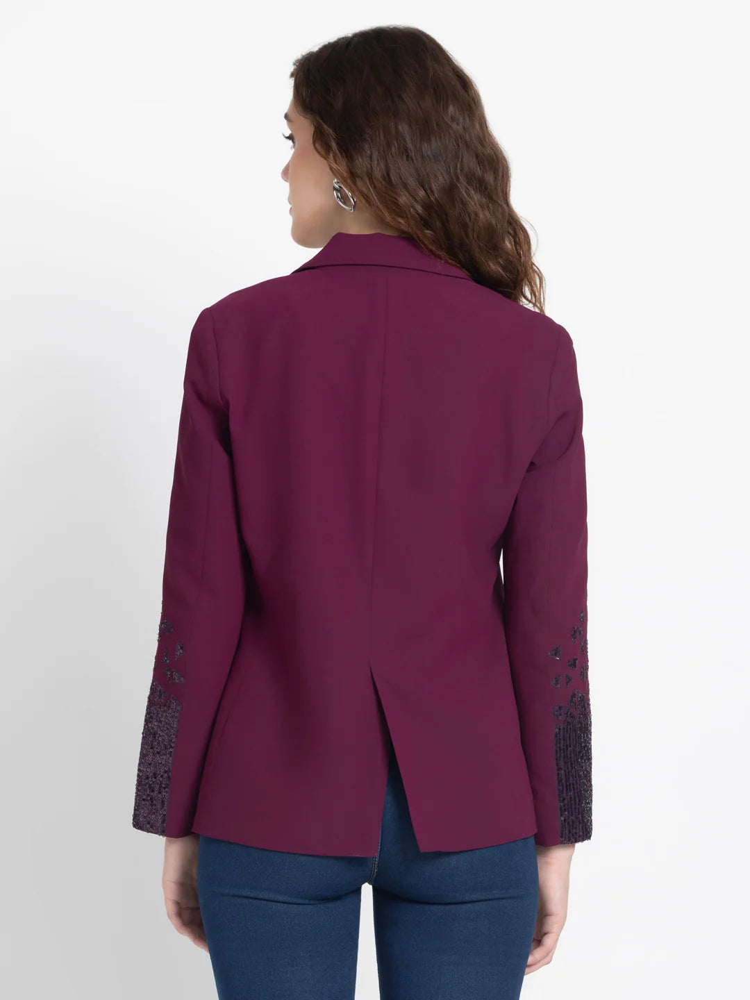 Women Purple Party Blazer | Purple Sequin Party Blazer