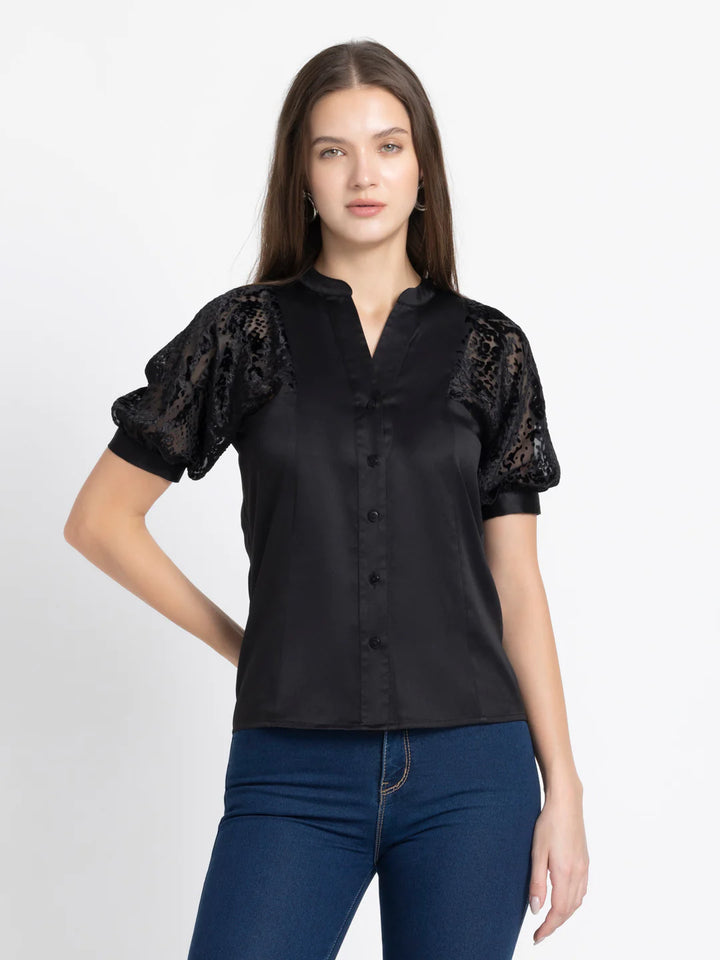 Black Short Sleeve Shirt for Women | Versatile Black Short Sleeve Shirt