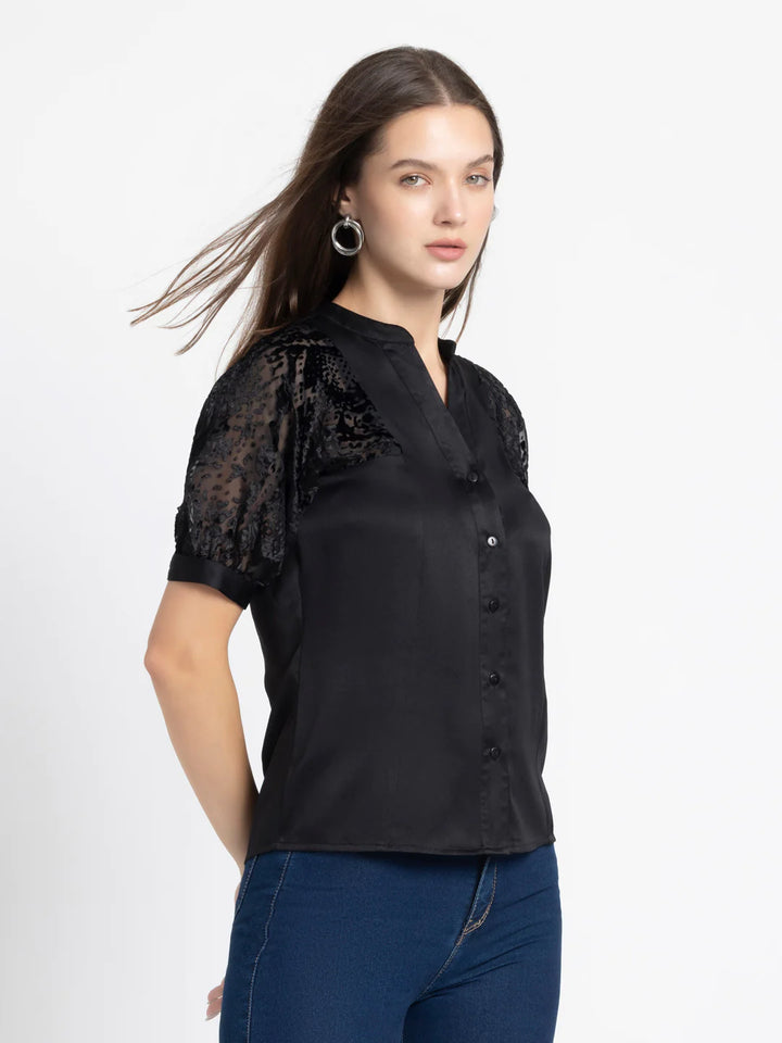 Black Short Sleeve Shirt for Women | Versatile Black Short Sleeve Shirt