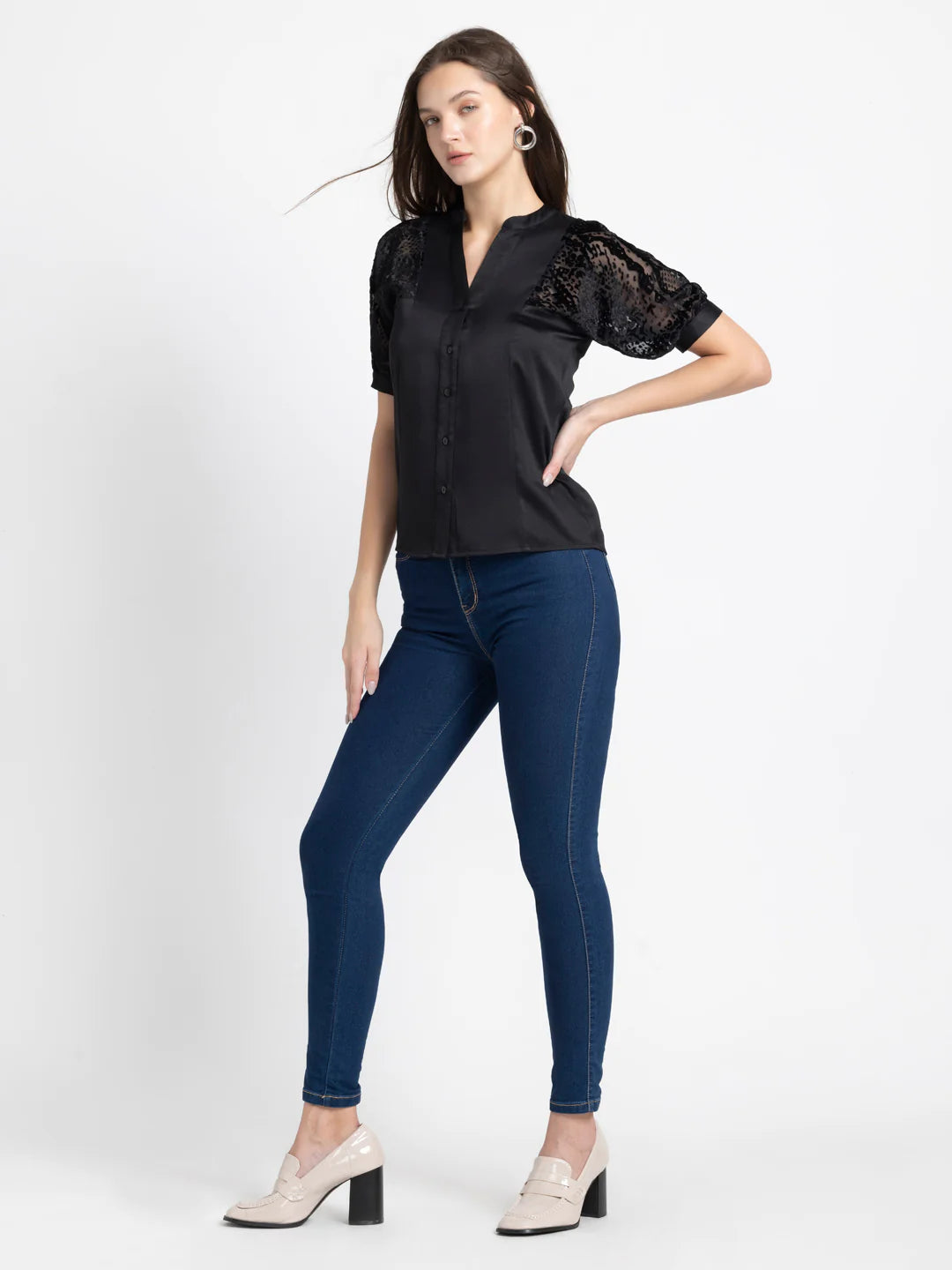Black Short Sleeve Shirt for Women | Versatile Black Short Sleeve Shirt