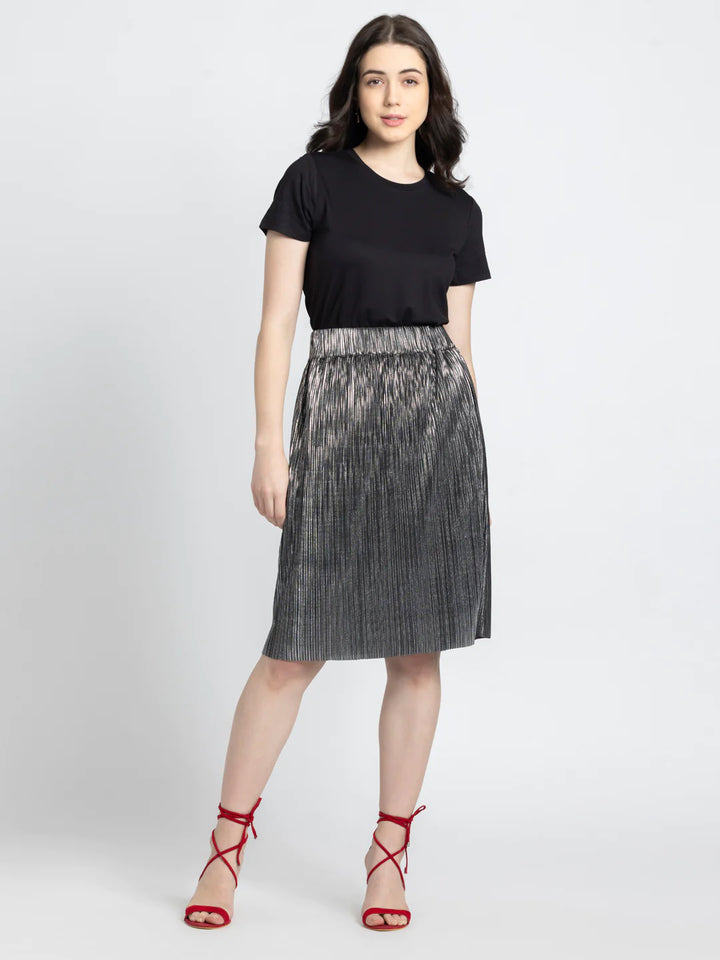 Silver Party Skirt | Silver A-line Party Skirt