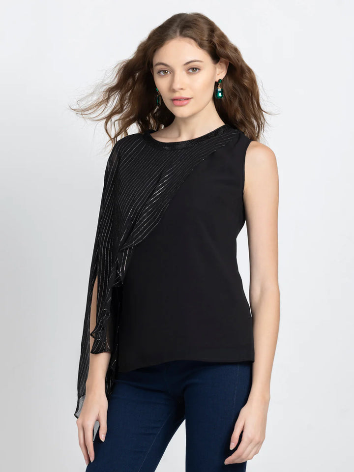 Black Sequin Party Top | Midnight Glam Sequin Party Top