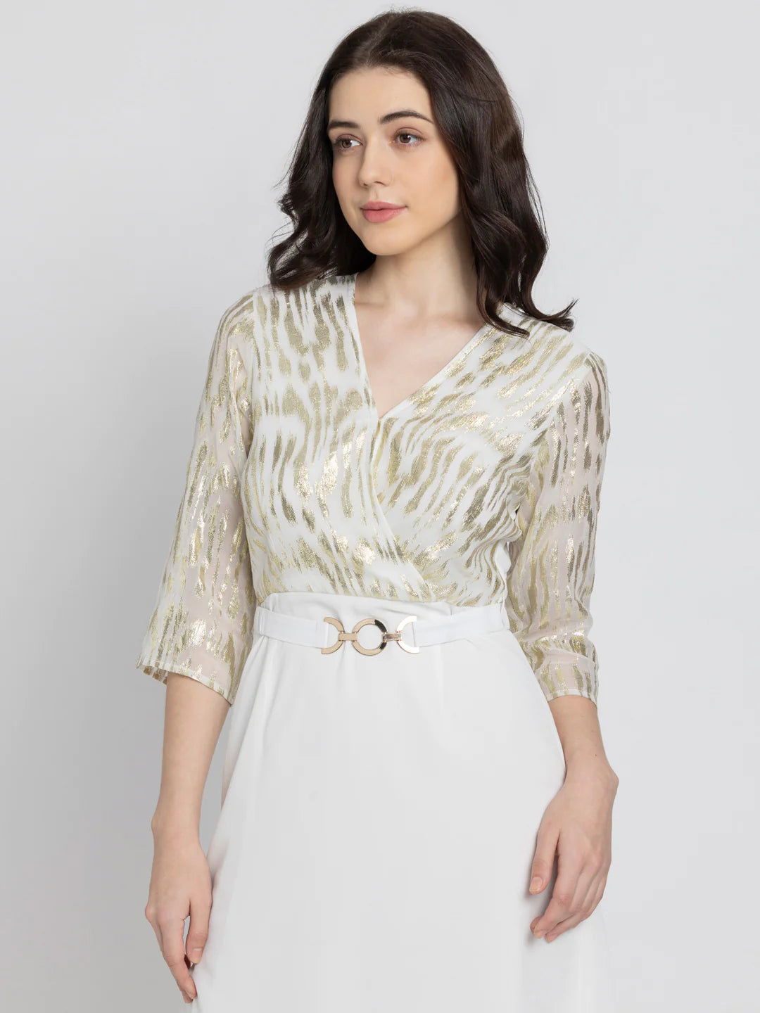 White Overlap Party Dress for Women | Elegant White Overlap Party Dress
