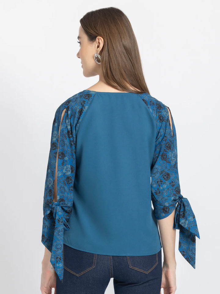 Blue Floral Print Shirt for Women | Enchanting Blooms Floral Print Shirt