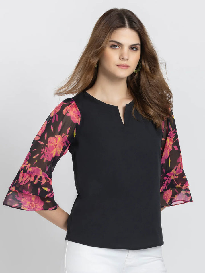 Floral Printed Top | Allure Black Printed Top