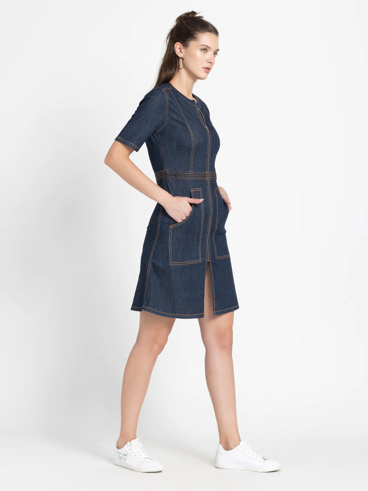 Blue Denim Dress for Women | Effortlessly Chic Blue Denim Dress