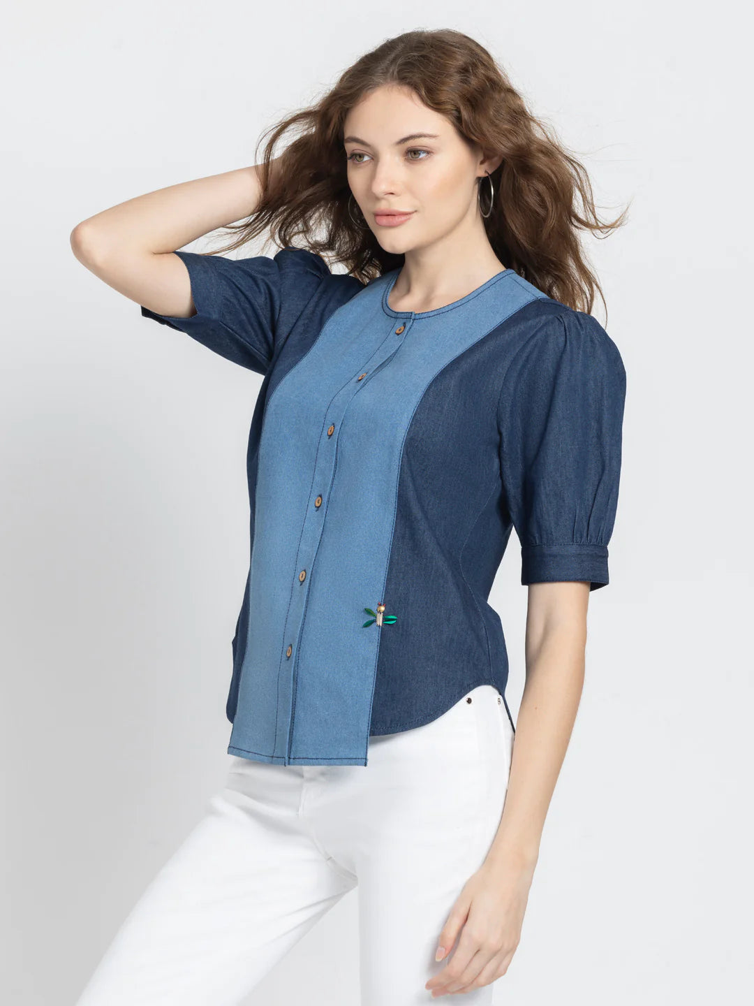 Blue Denim Shirt for Women | Casual Charm Blue Denim Shirt
