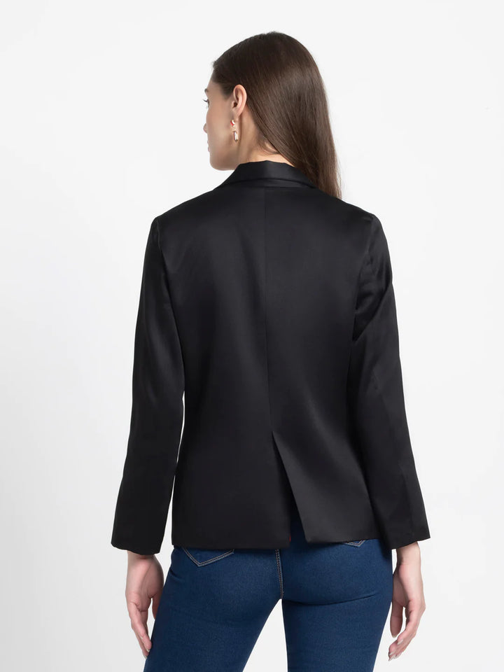 Women Black Party Blazer | Black Embroidered Asymmetric Party Blazer