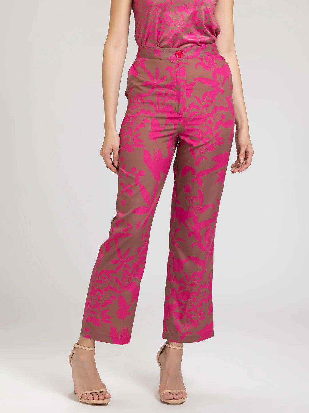 Pink High-Rise Pants for Women | Retro Bloom High-Rise Pants