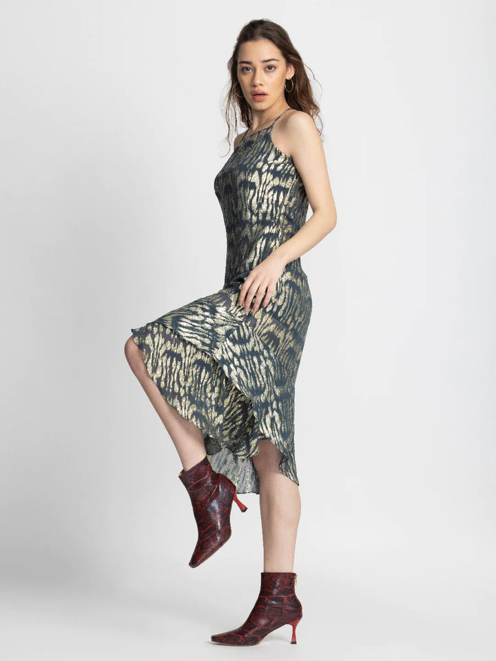 Gray Midi Dress | Chic Gray Jacquard Midi Dress