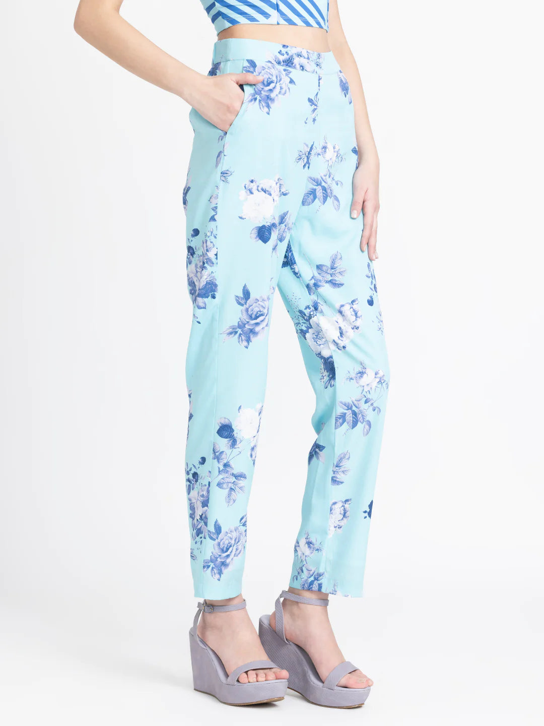 Floral Mid-Rise Pants for Women | Luxe Floral Mid-Rise Pants