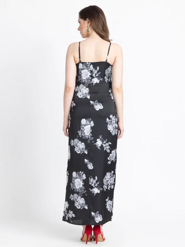 Floral Maxi Dress Monochrome | Modern Monochrome Floral Maxi Dress