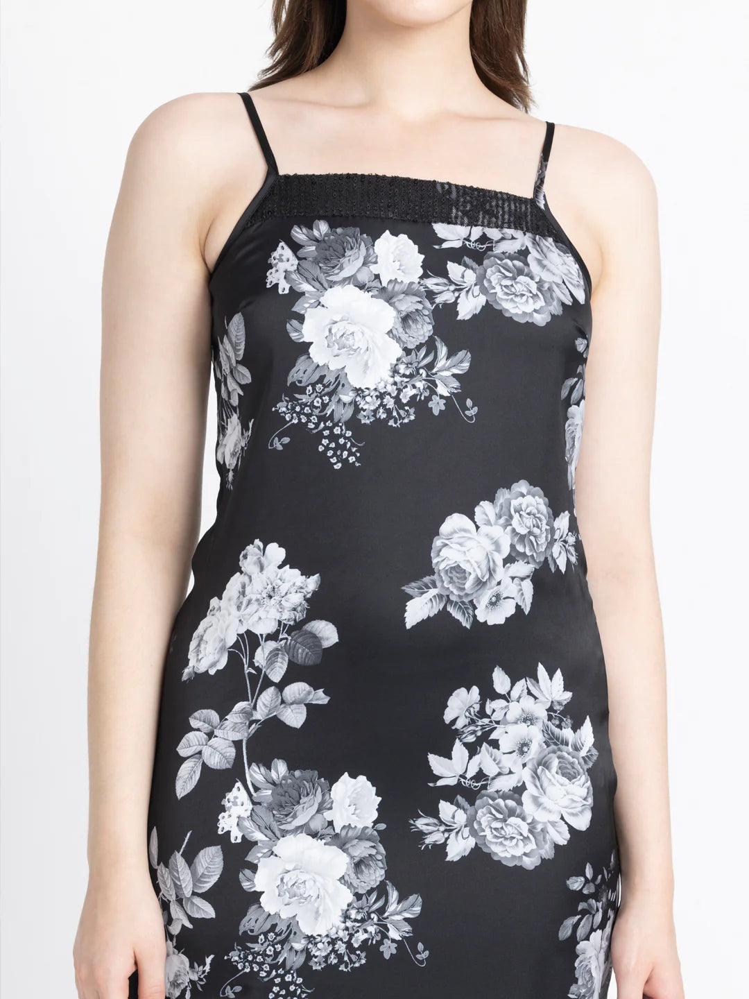 Floral Maxi Dress Monochrome | Modern Monochrome Floral Maxi Dress