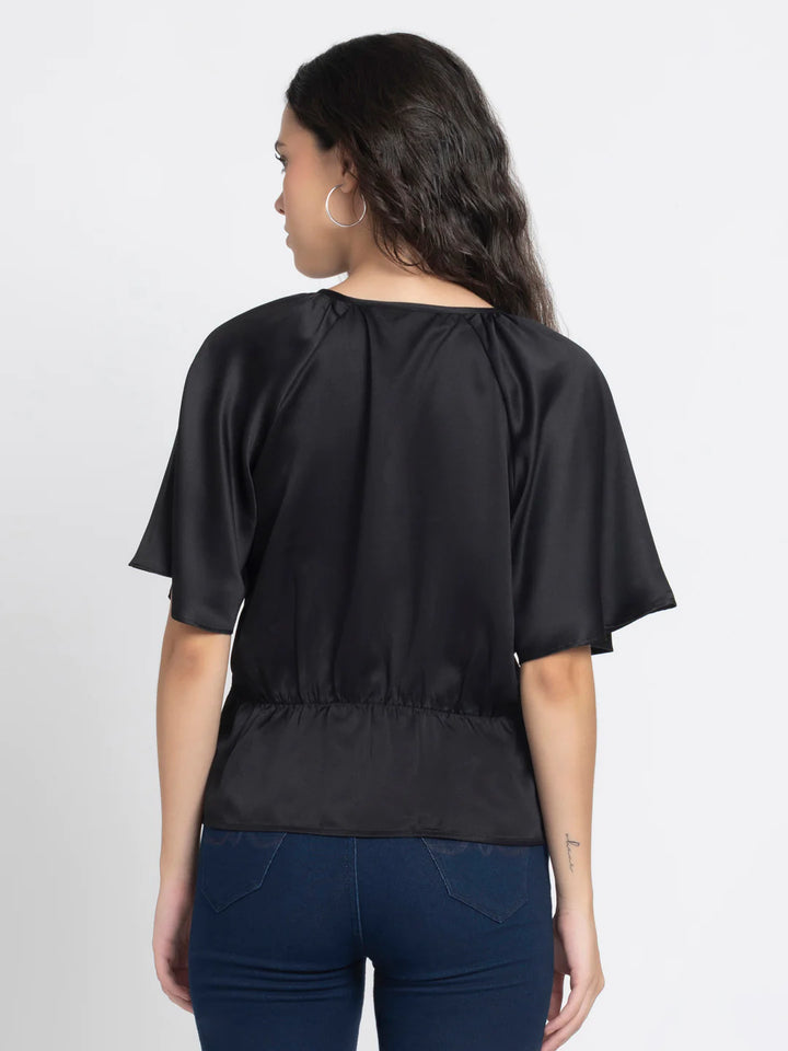 Black Shirt for Women | Versatile Black Pleat Detail Shirt