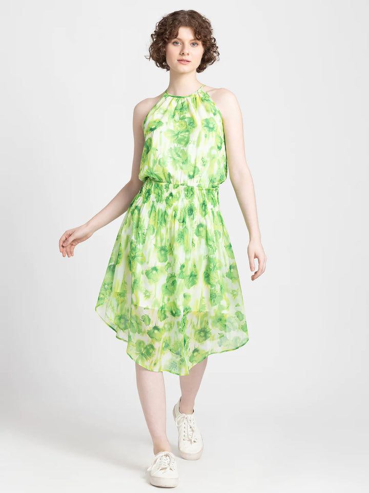 Floral Mid Dress | Floral Bliss Fit & Flare Midi Dress