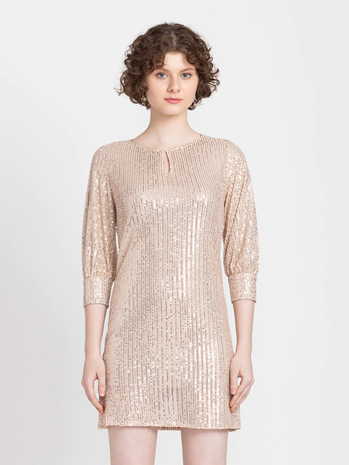 Pink Sparkle Party Dress | Pink Sparkle Bell-Sleeve Party Dress