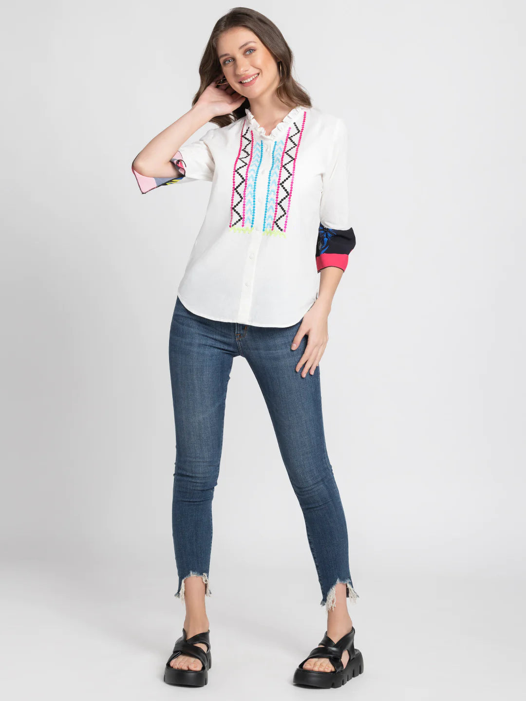 White Embroidered Shirt | Chic White Embroidered Shirt