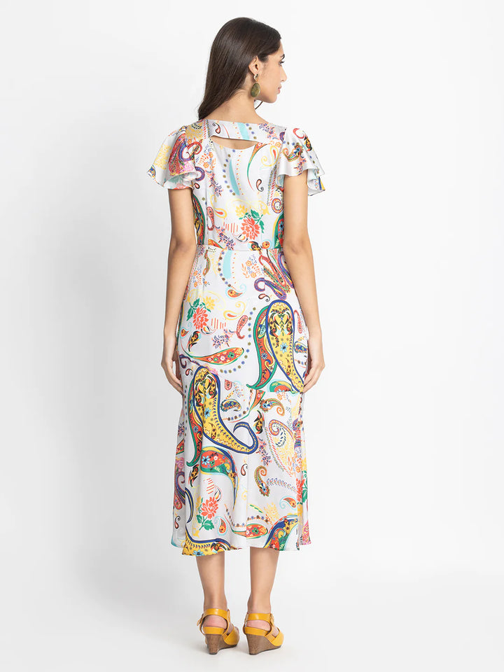 Paisley Print Midi Dress | Chic Paisley Print High-Low Midi Dress
