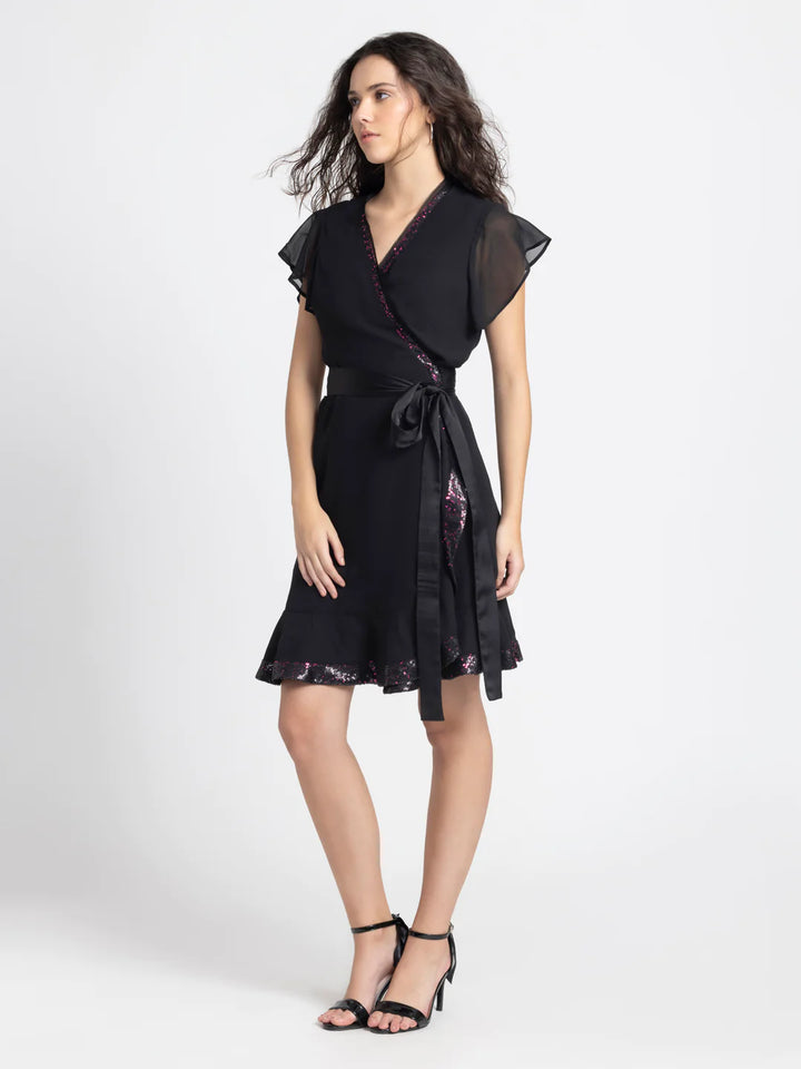 Sequin Wrap Dress | Sequin Elegance Wrap Dress