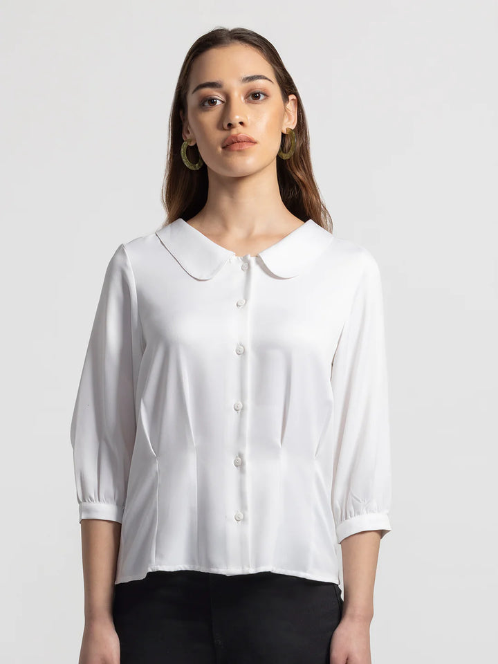White Collar Shirt for Women | Classic White Peter Pan Collar Shirt