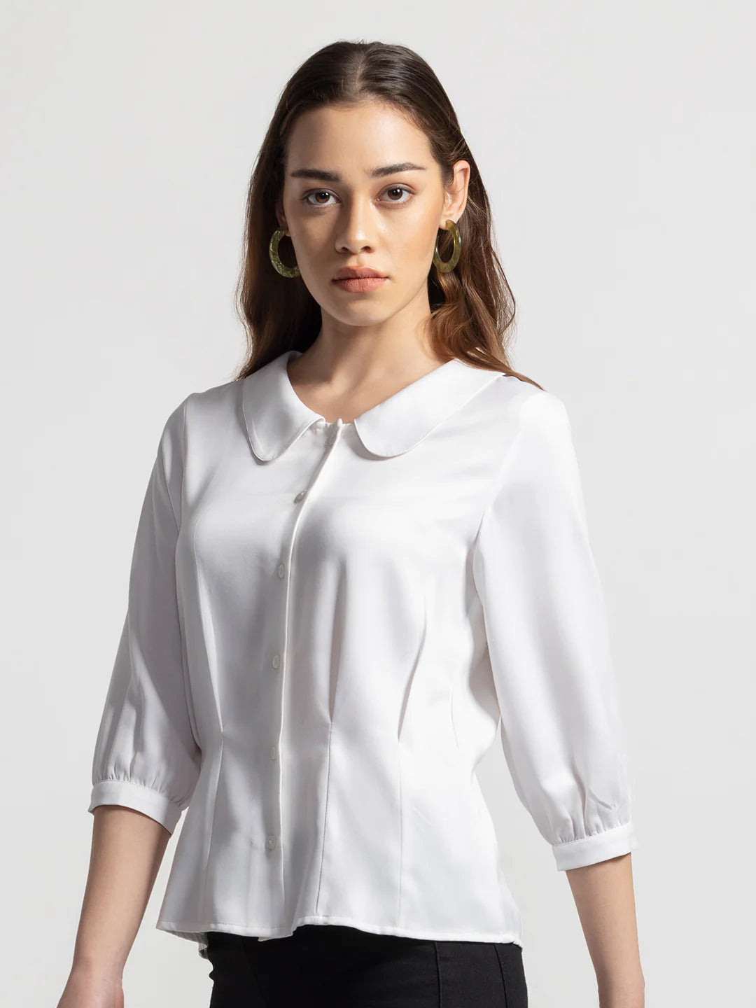 White Collar Shirt for Women | Classic White Peter Pan Collar Shirt