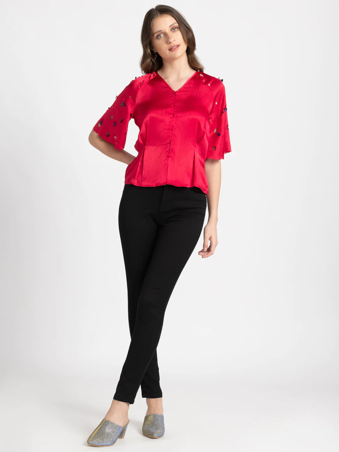 Red Casual Shirt for Women | Fuchsia Elegance Casual Shirt