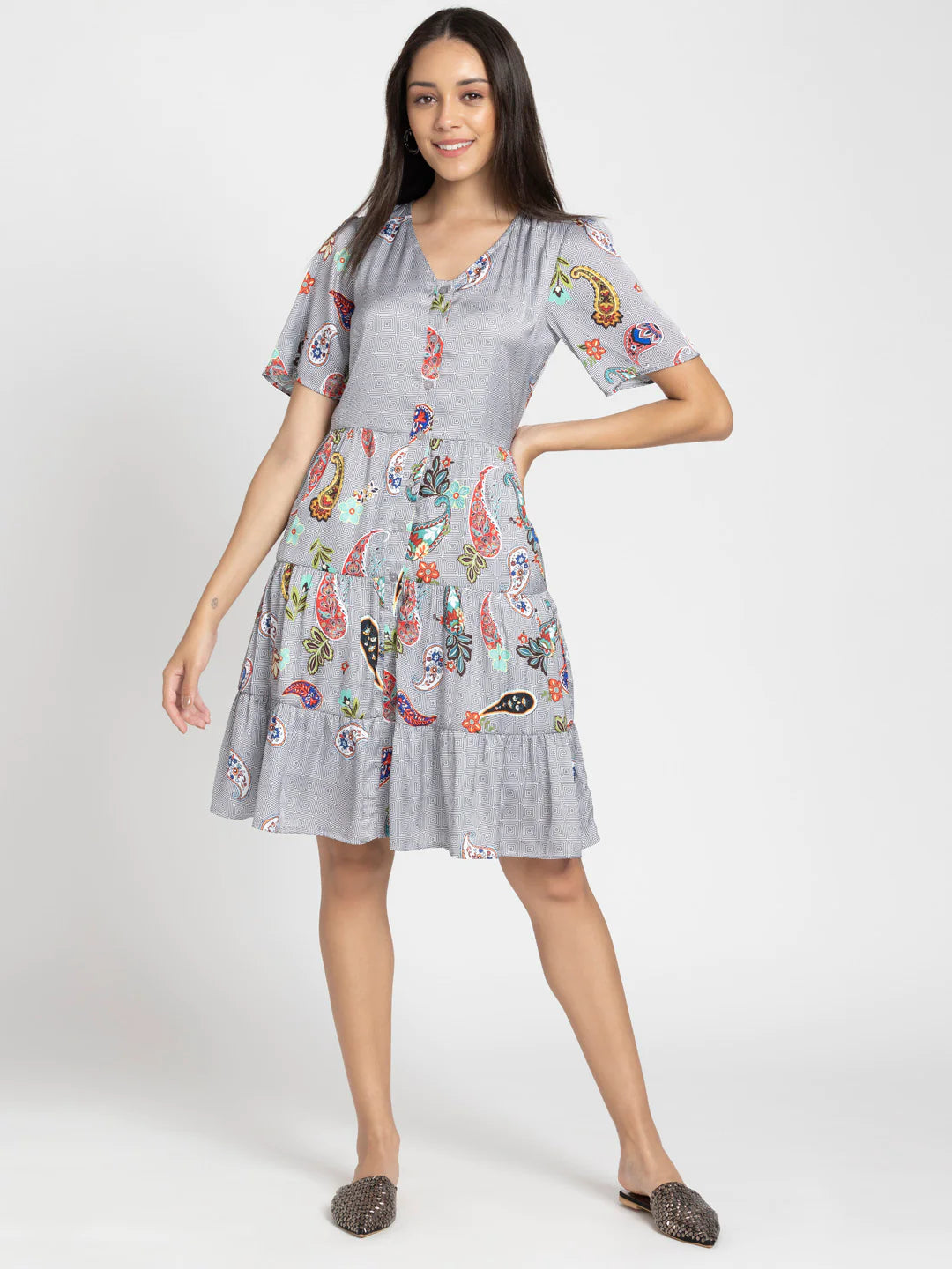 Paisley Modern Dress for Women | Paisley Elegance Knee-Length Dress