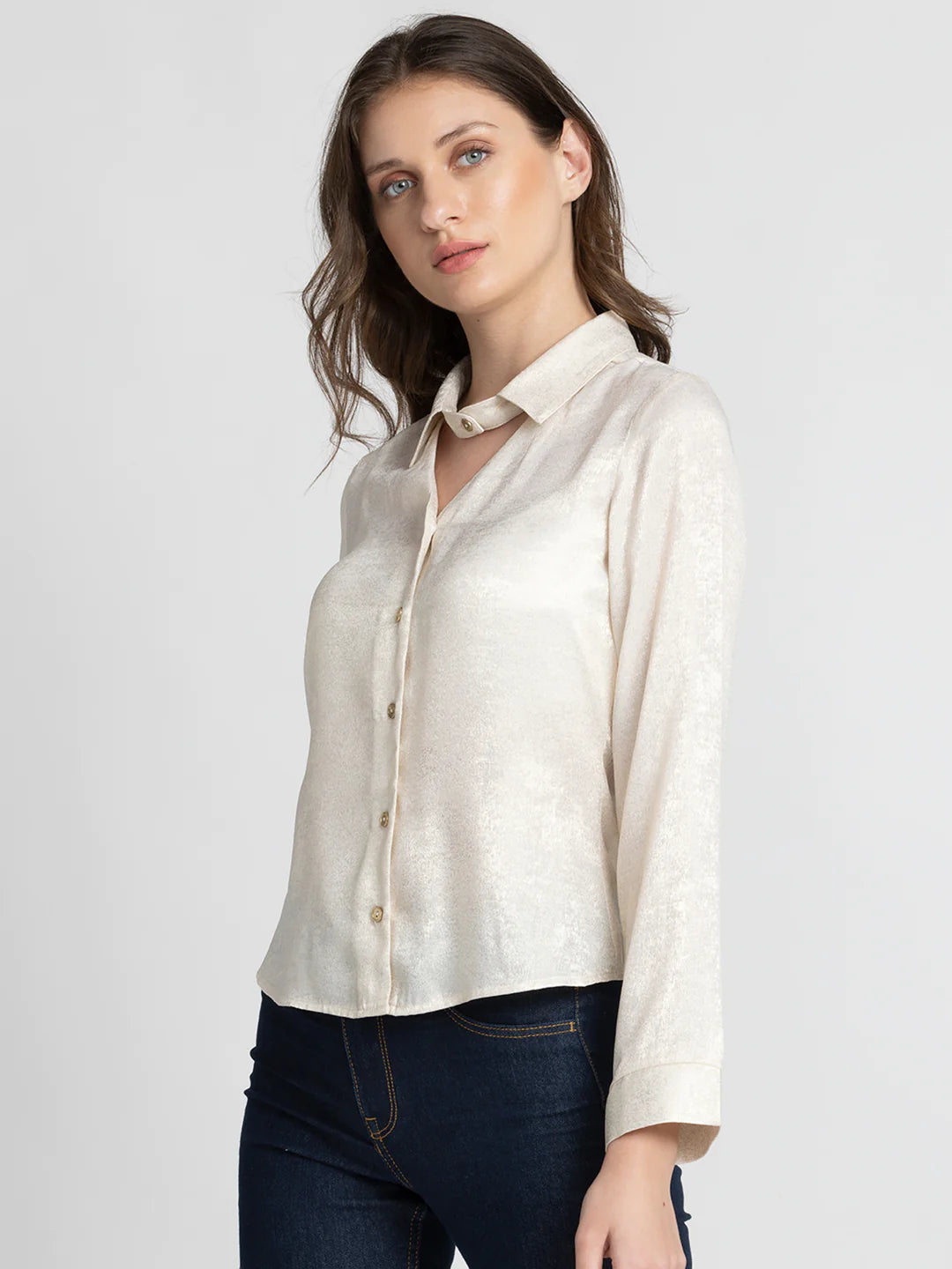 Long Sleeve Party Shirt | Cream Elegance Long Sleeve Party Shirt