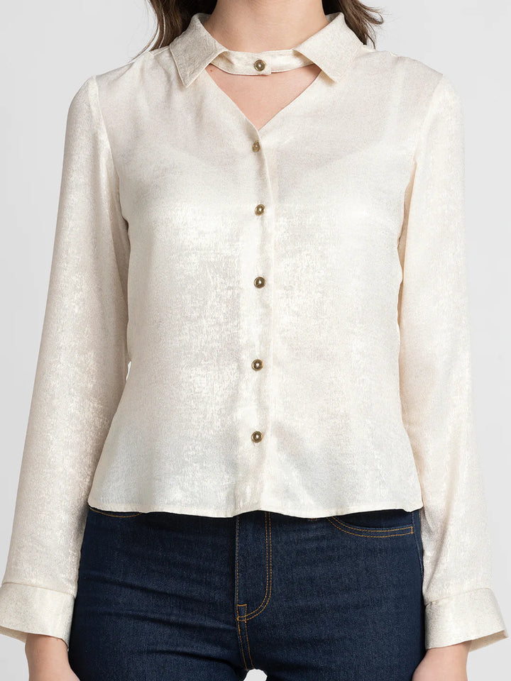 Long Sleeve Party Shirt | Cream Elegance Long Sleeve Party Shirt