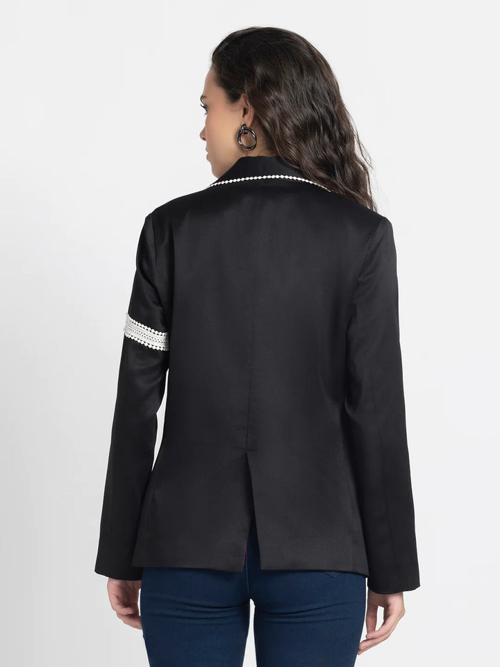 Women Black Blazer | Black Lace Detail Blazer
