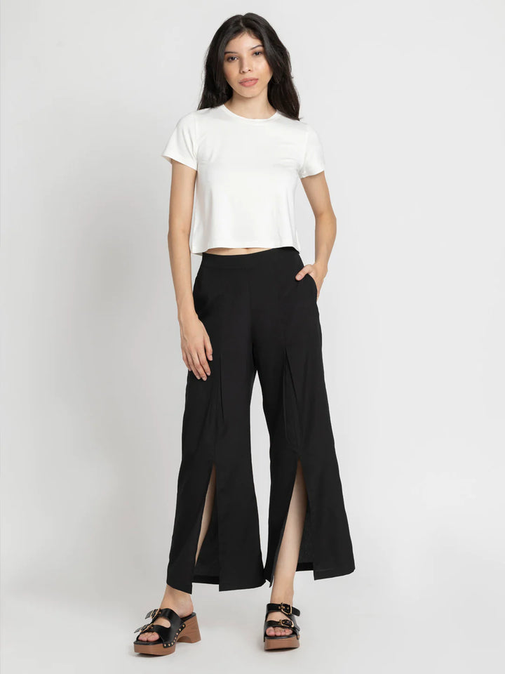 Black Pleated Pants for Women | Edgy Chic Black Pleated Pants