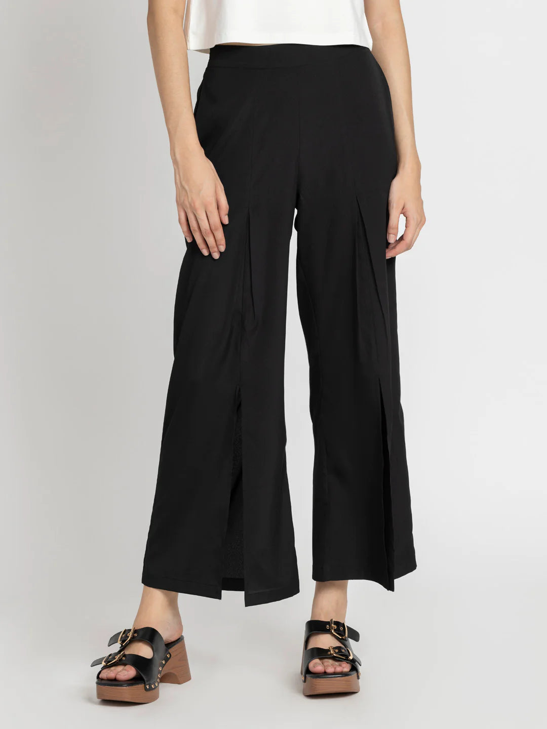 Black Pleated Pants for Women | Edgy Chic Black Pleated Pants