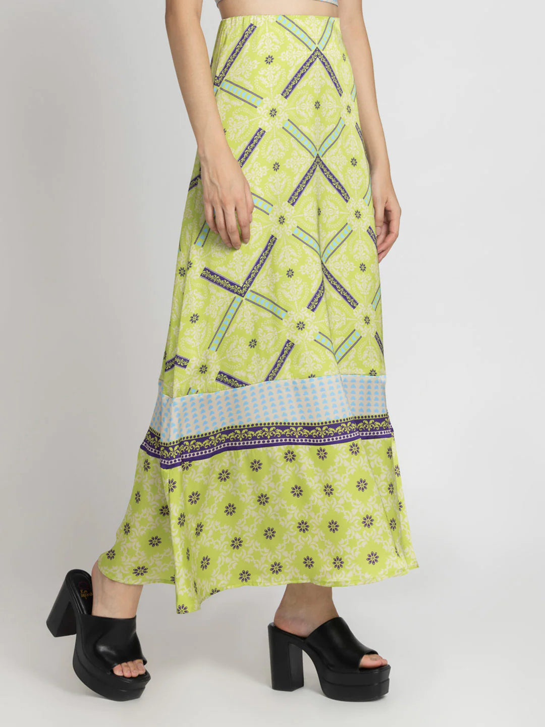 Green Casual Skirt | Green A-Line Maxi Casual Skirt
