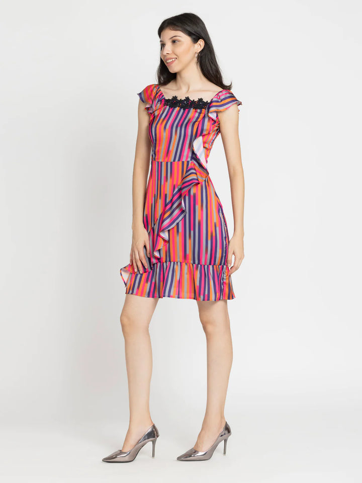 Striped Fit Flare Dress | Striped Elegance Fit Flare Dress