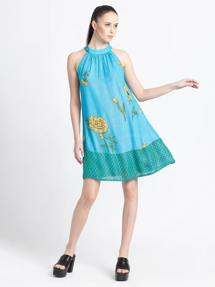 Blue Halter Dress for Women | Casual Chic Blue Halter Dress