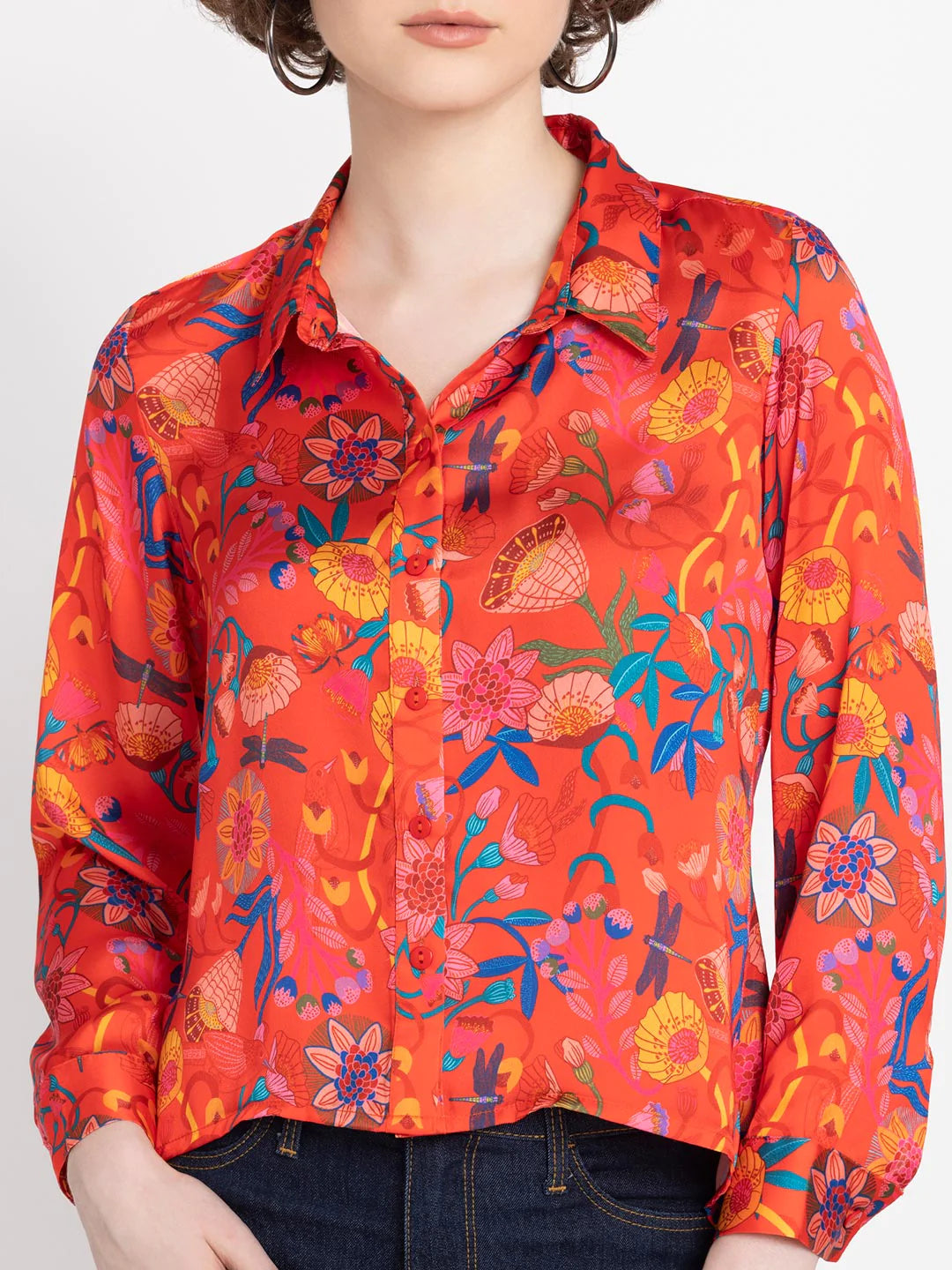 Floral Shirt for Women | Floral Elegance High-Low Shirt