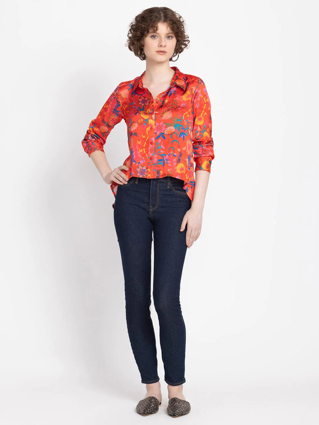 Floral Shirt for Women | Floral Elegance High-Low Shirt