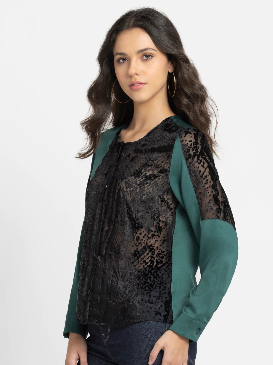 Black Long Sleeve Top | Elegant Black Embroidered Long Sleeve Top