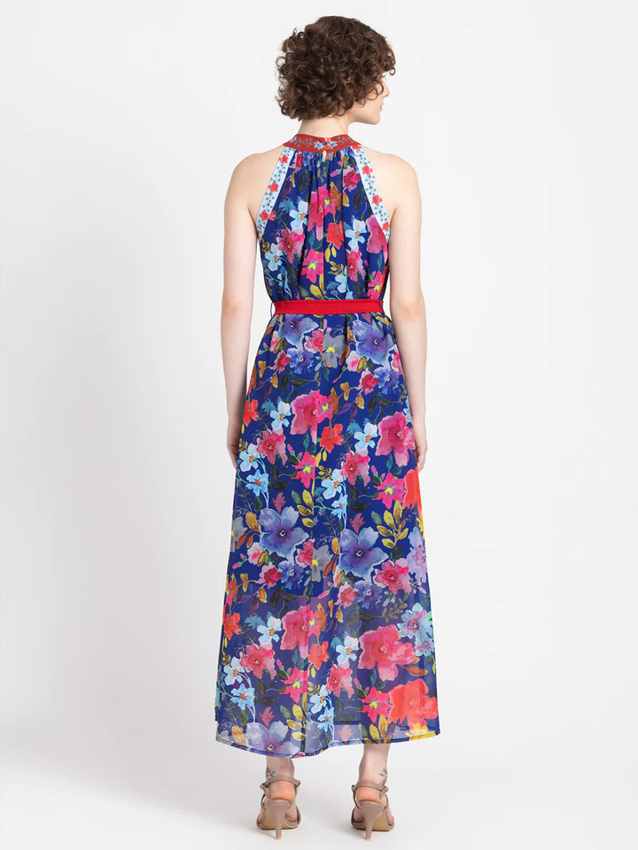 Blue Maxi Dress | Blue Blossom Halter Maxi Dress