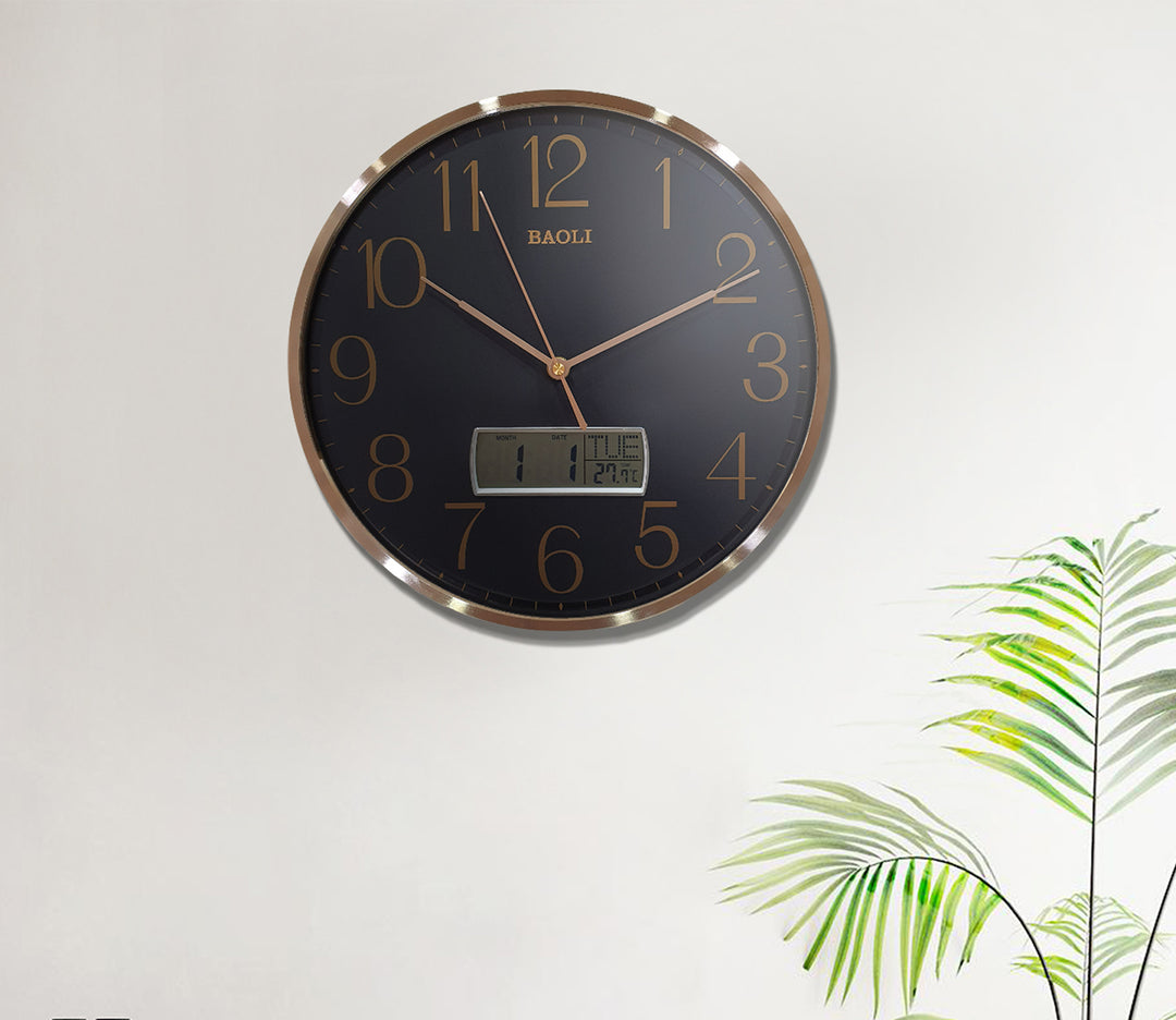 Black Dual Display Wall Clock