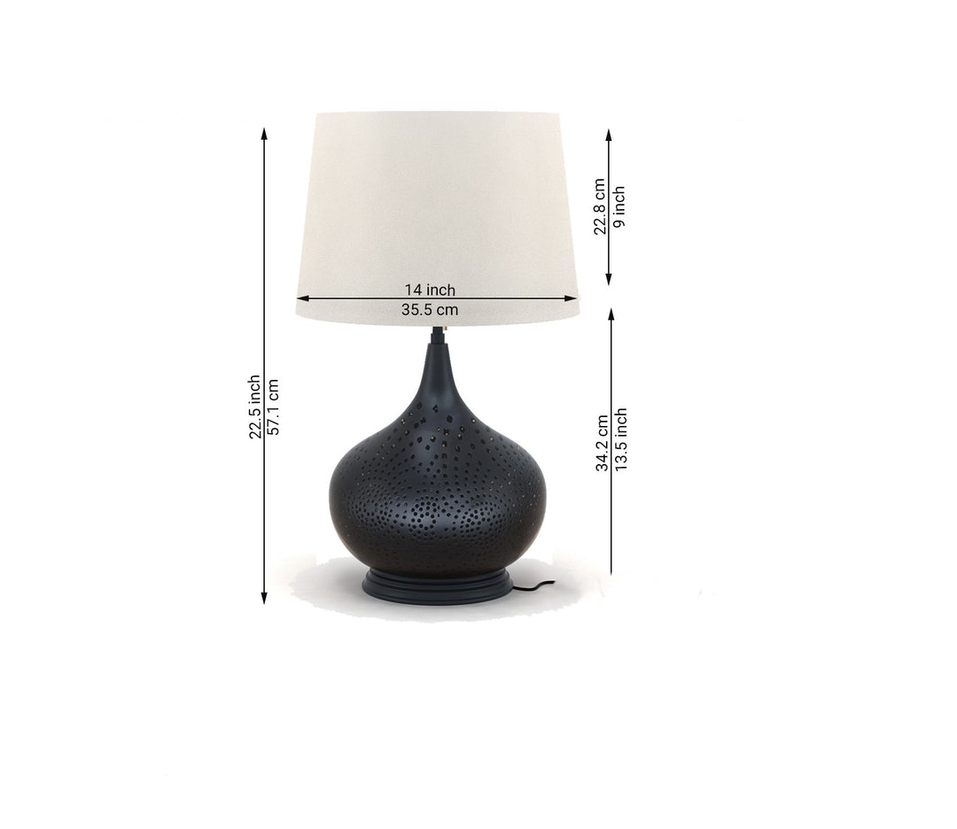 Black Metal Table Lamp with White Fabric Shade
